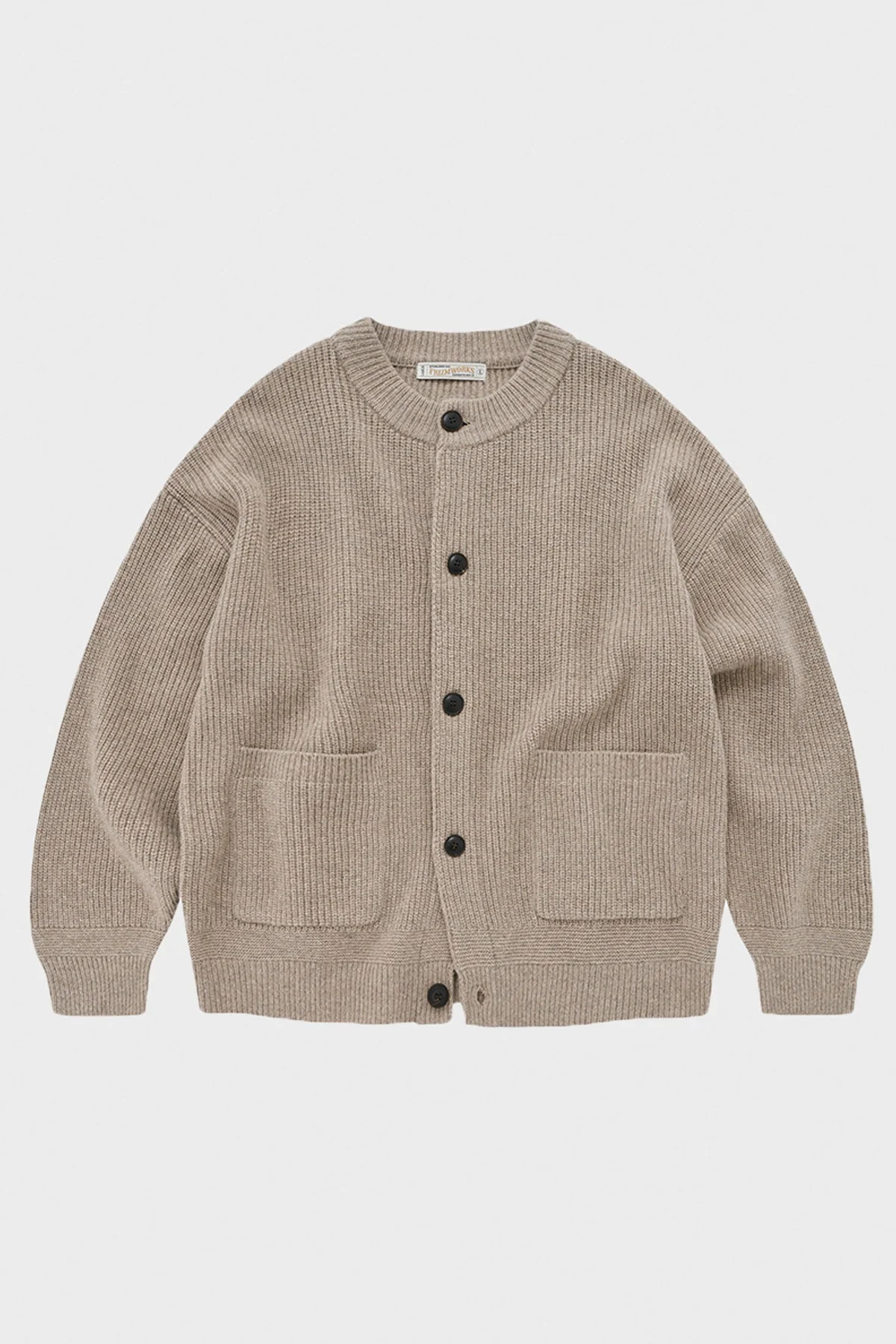 Heavy Wool Round Cardigan - Oatmeal - 1