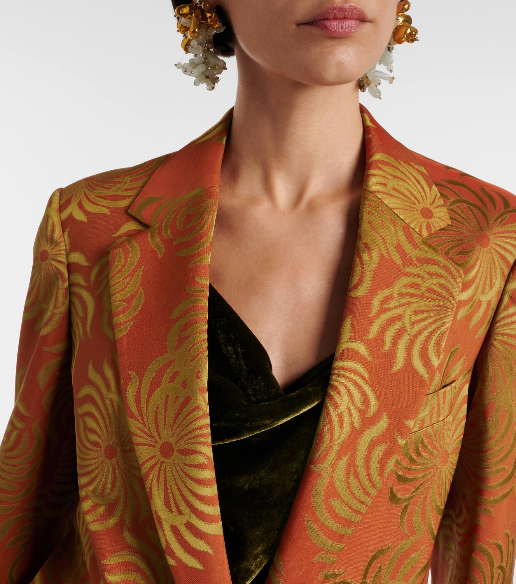 Floral jacquard blazer - 4