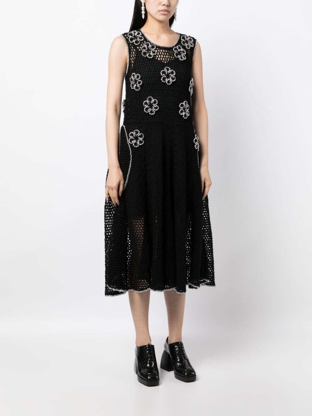 floral-appliquÃ© knitted midi dress - 3