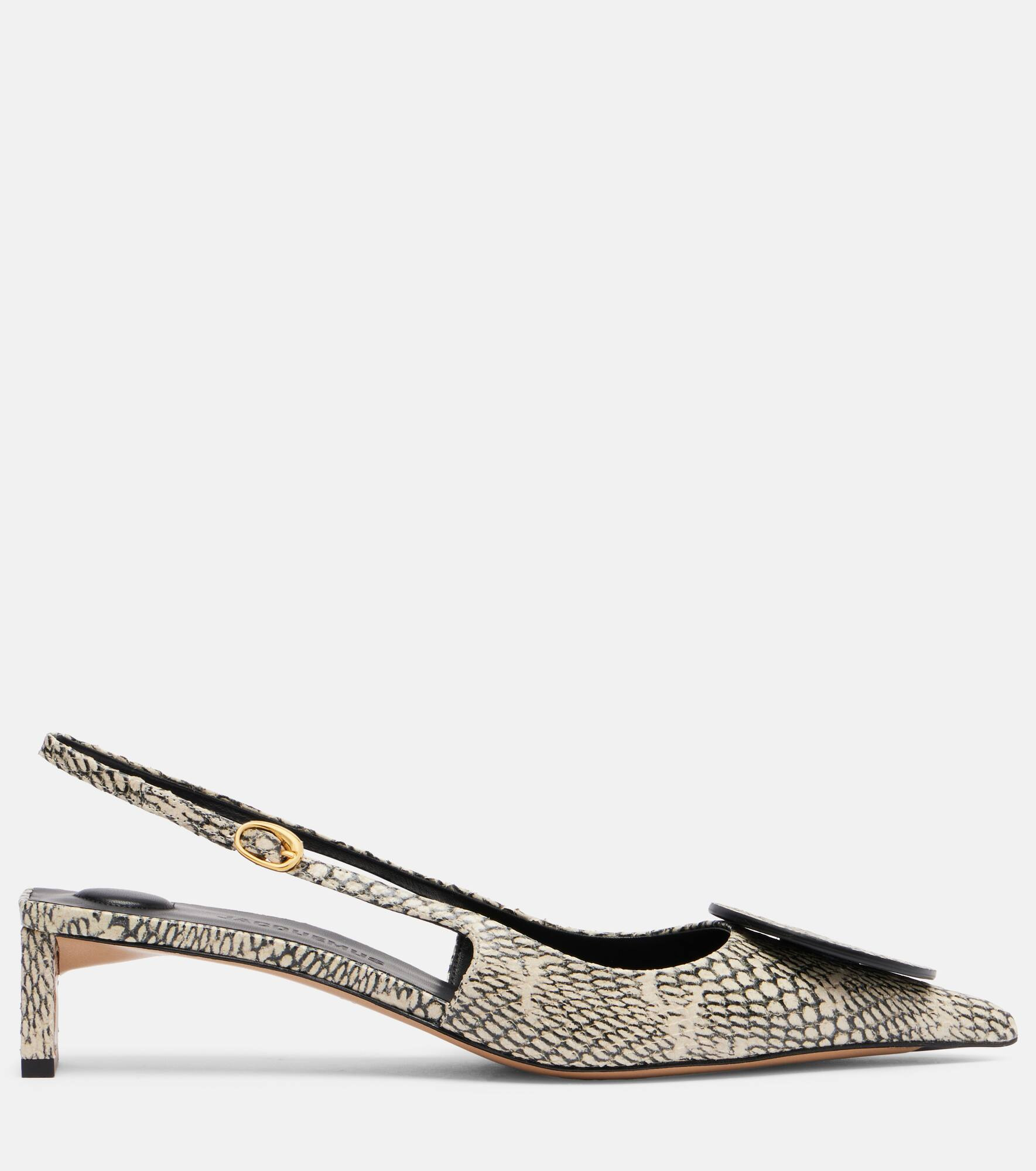 Duelo snake-effect leather slingback pumps - 4