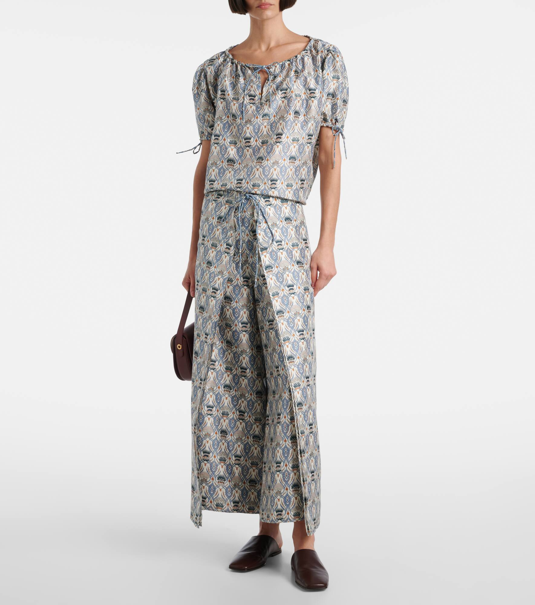 Maynard silk shantung wide-leg pants - 2