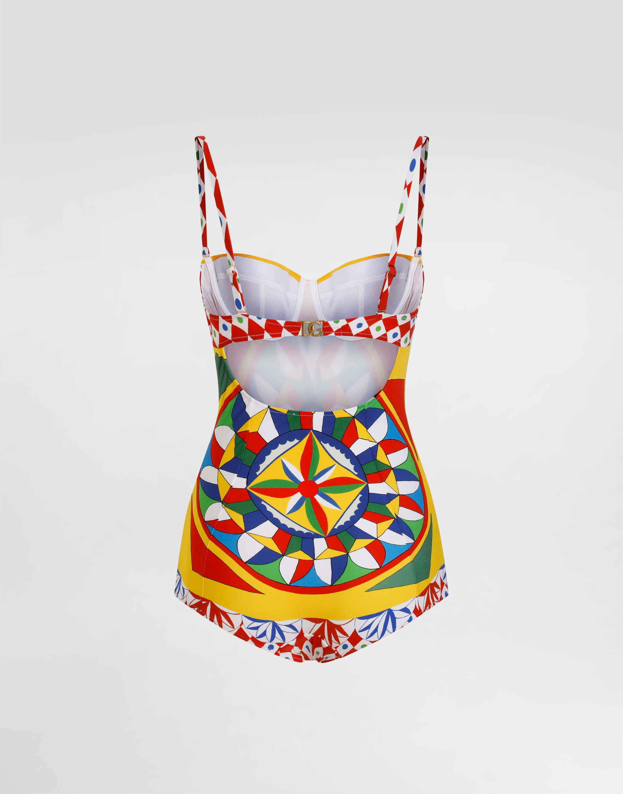 Carretto-print balconette one-piece swimsuit - 3