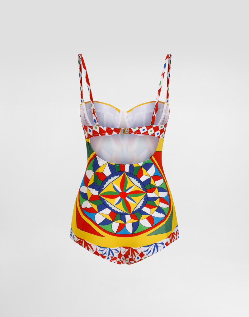 Carretto-print balconette one-piece swimsuit 3