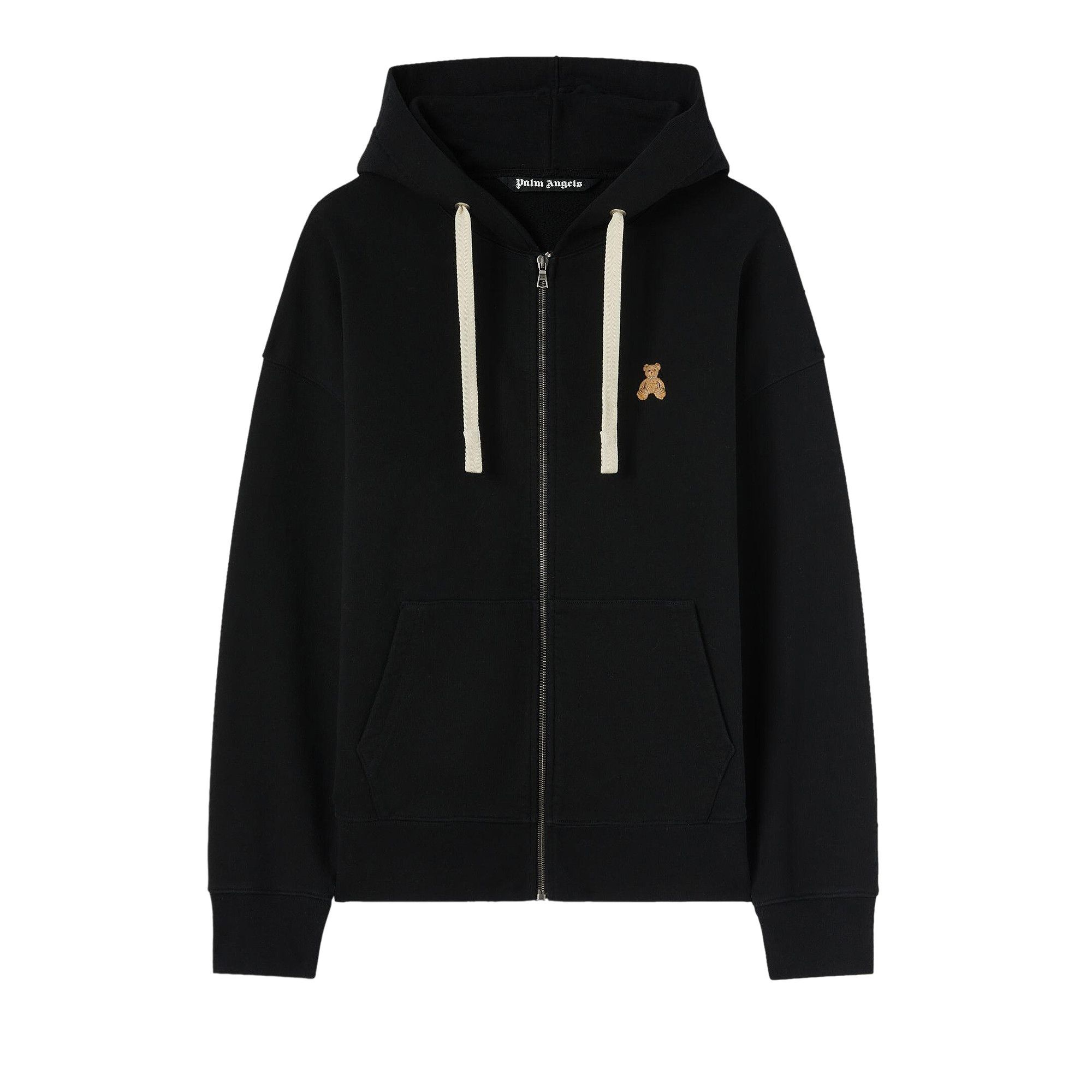 Palm Angels Bear In Mind Zipped Hoodie 'Black/Brown' - 1