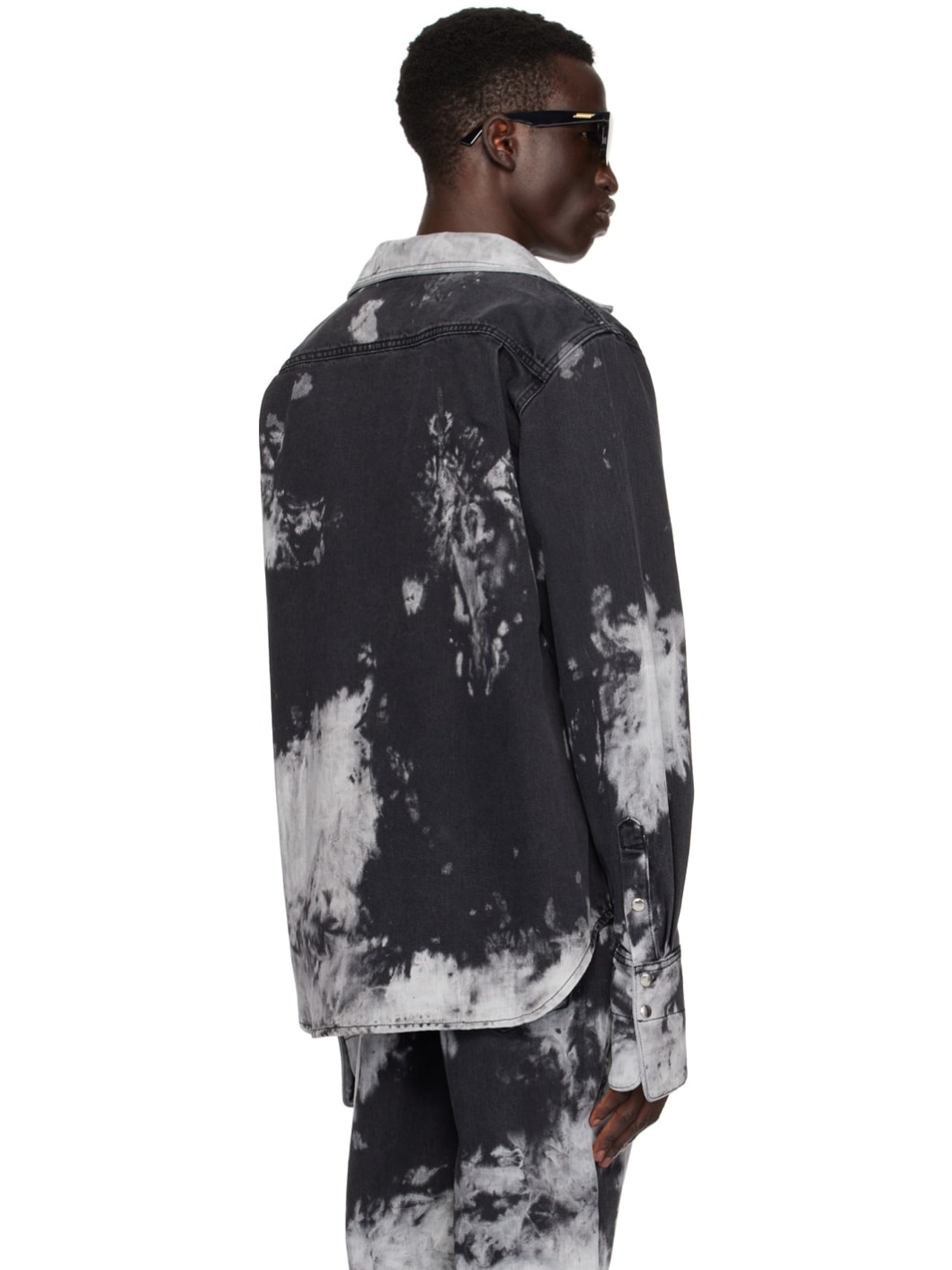 Black Tie-Dye Denim Shirt - 3