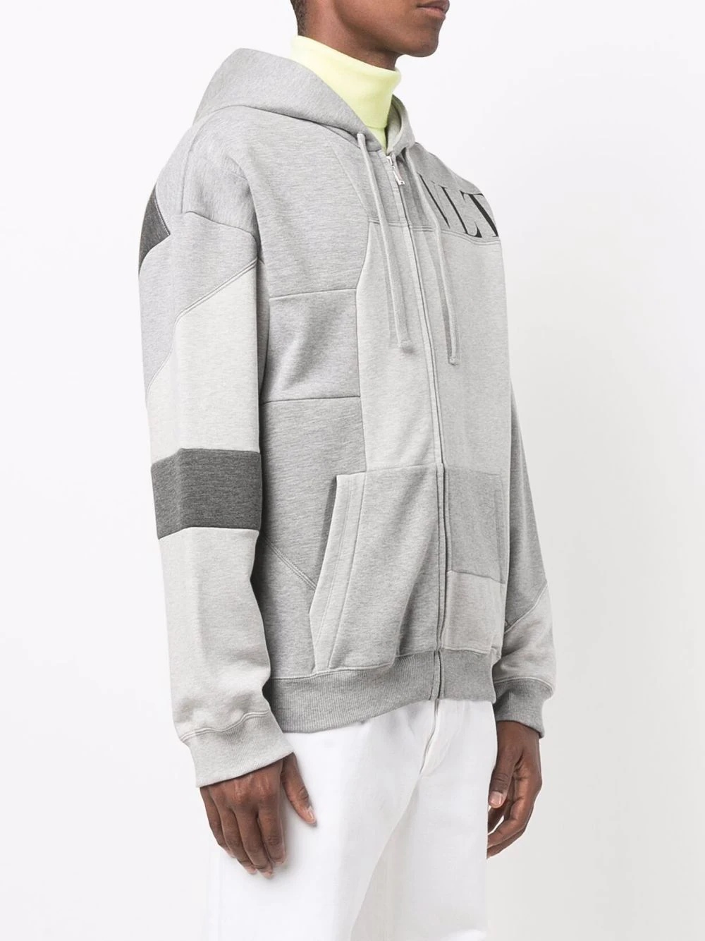 VLTN patchwork zip-up hoodie - 3