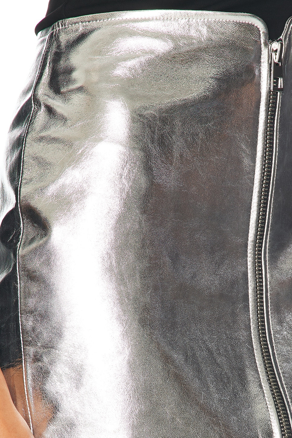 Zipped Leather Mini Skirt - 6