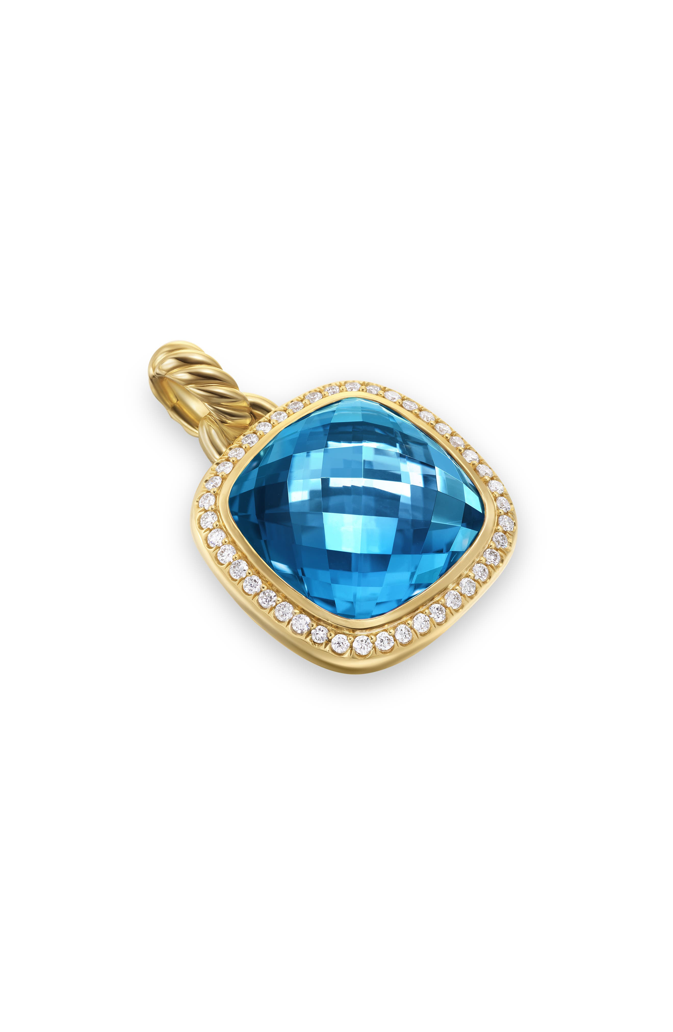 David Yurman Albion® Pendant in 18K Yellow Gold with Diamonds, 15mm in Blue Topaz at Nordstrom - 5