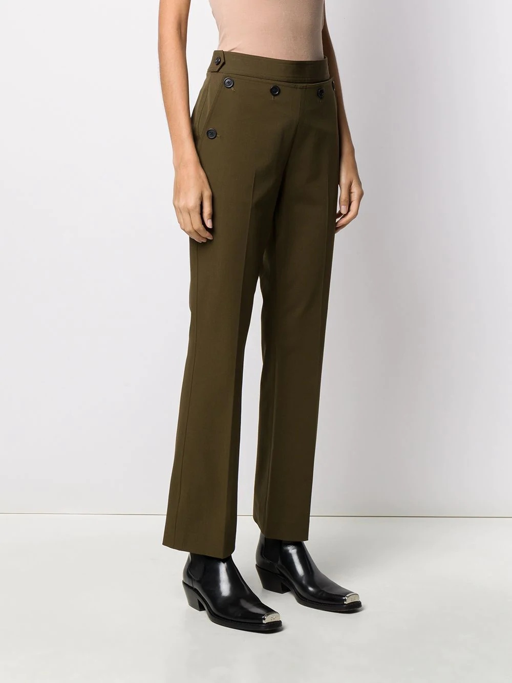 multi-button detail pleated trousers - 3