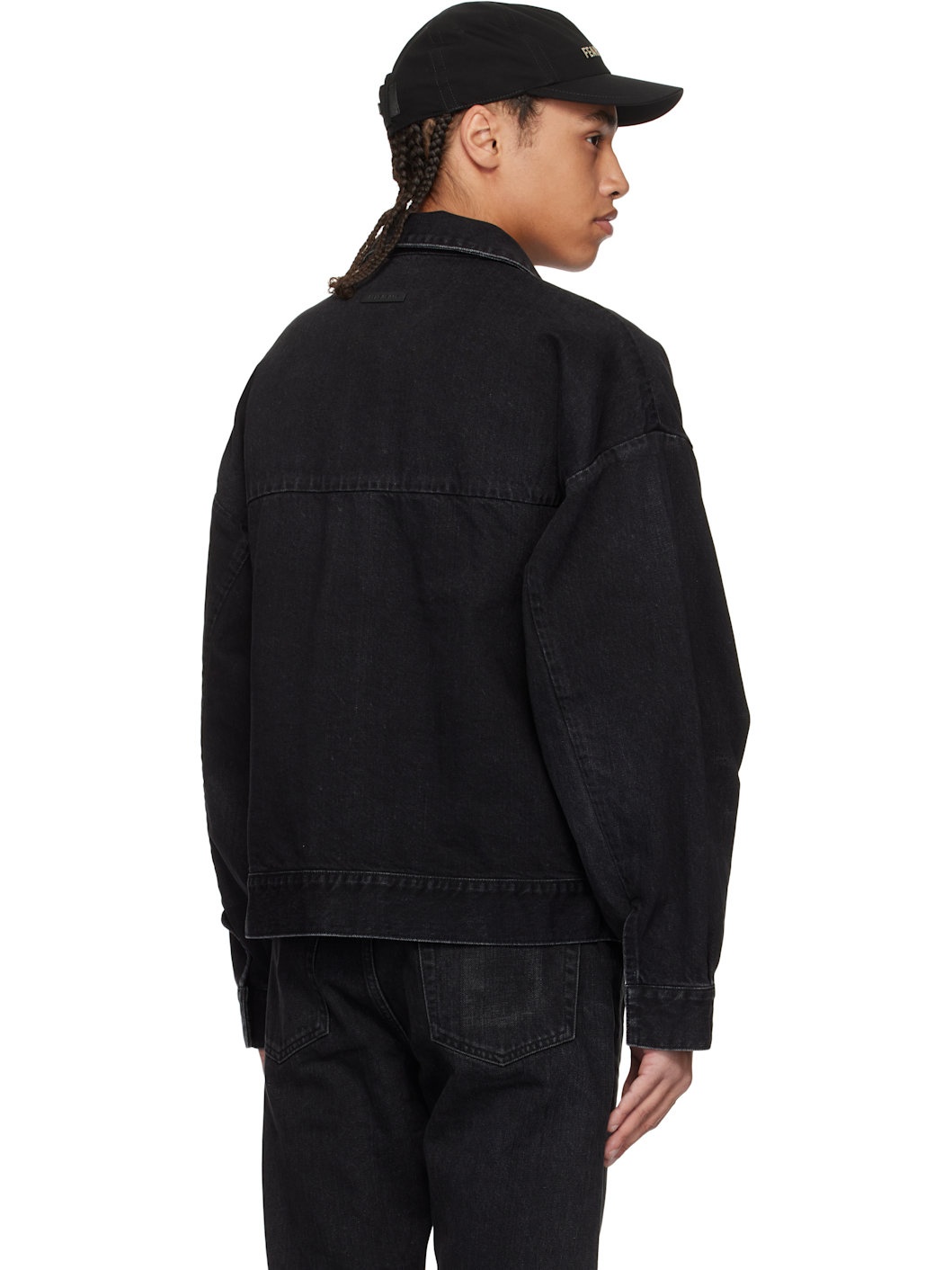 Black Trucker Denim Jacket - 3