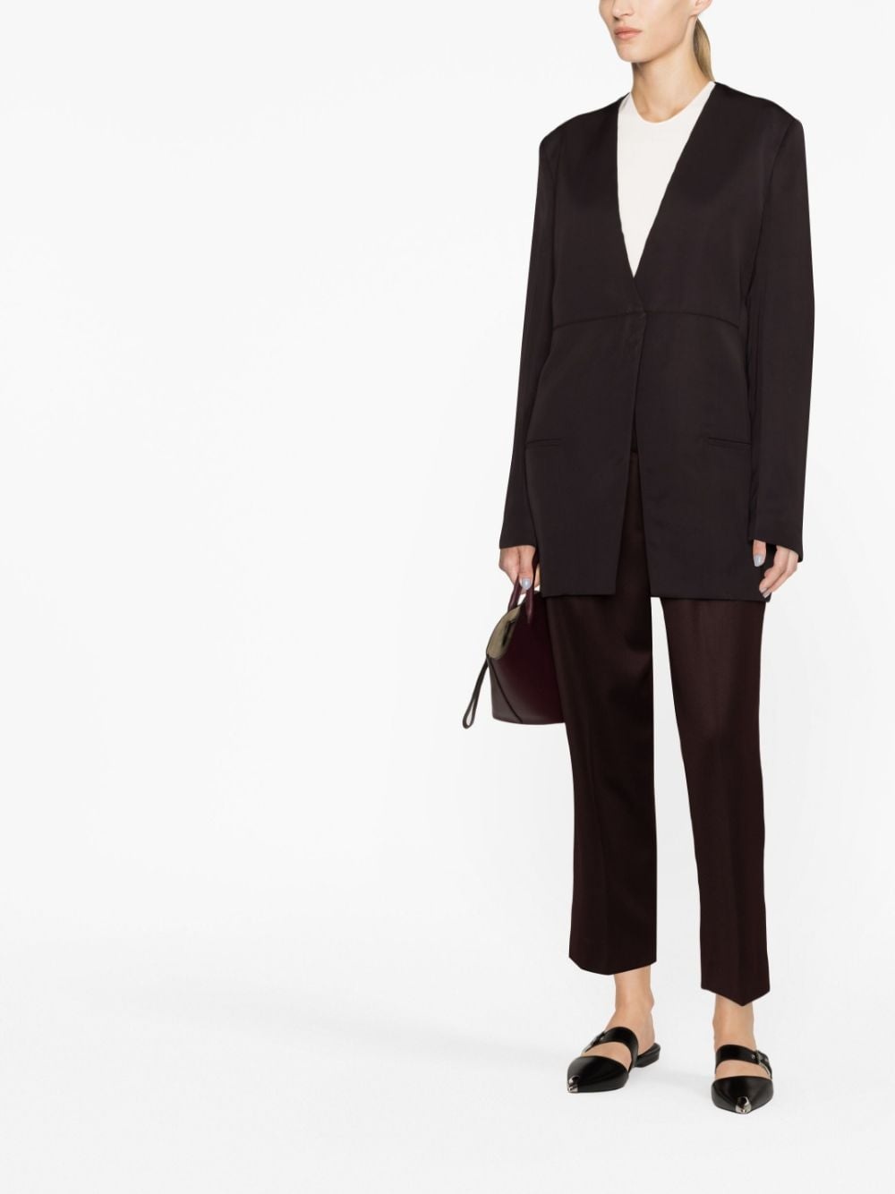 V-neck single-breasted jacket - 2