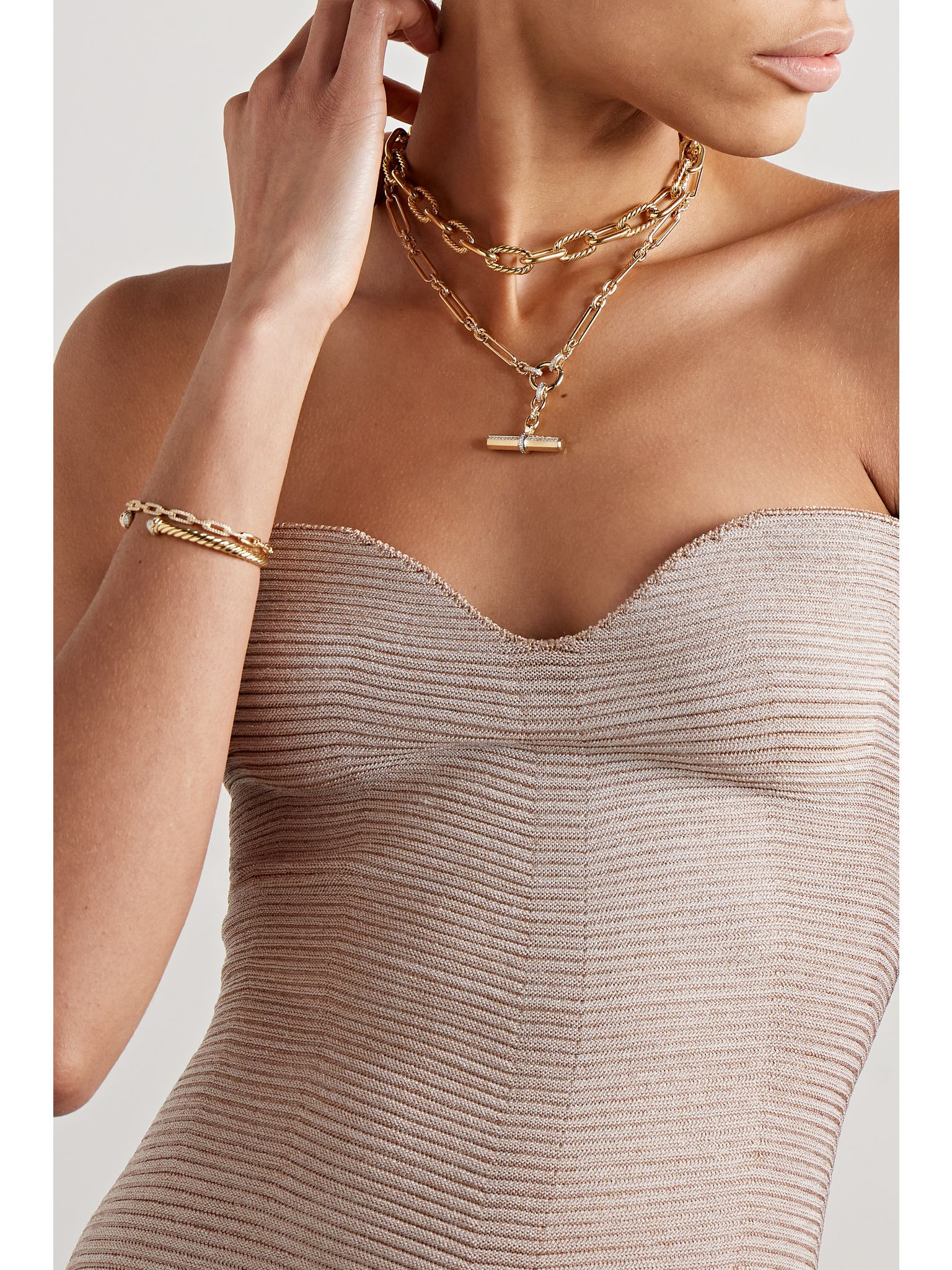Lexington E/W 18-karat gold diamond necklace Gold - 5