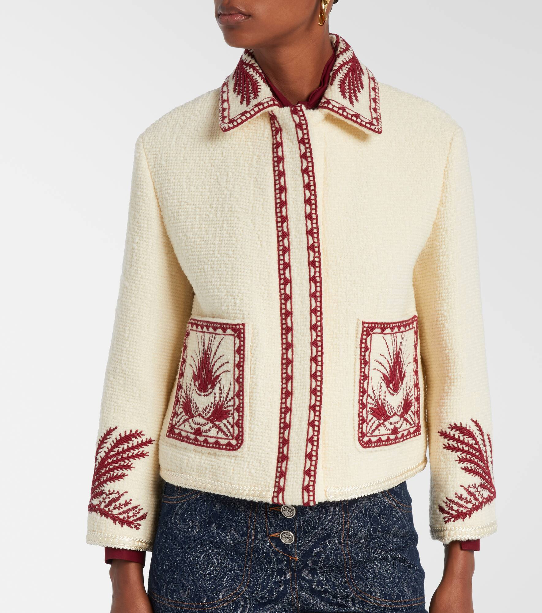 Embroidered wool bouclé jacket - 6
