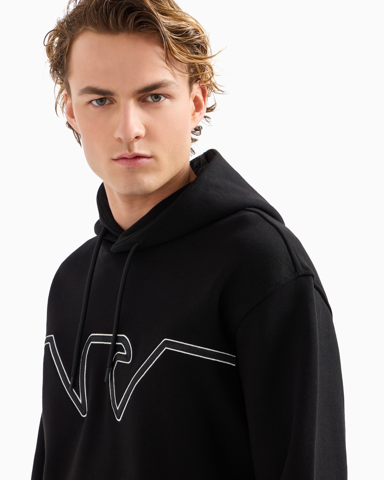 Hooded jersey sweatshirt with embossed domed logo - 5
