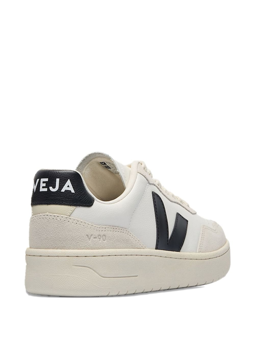 V-logo leather trainers - 3