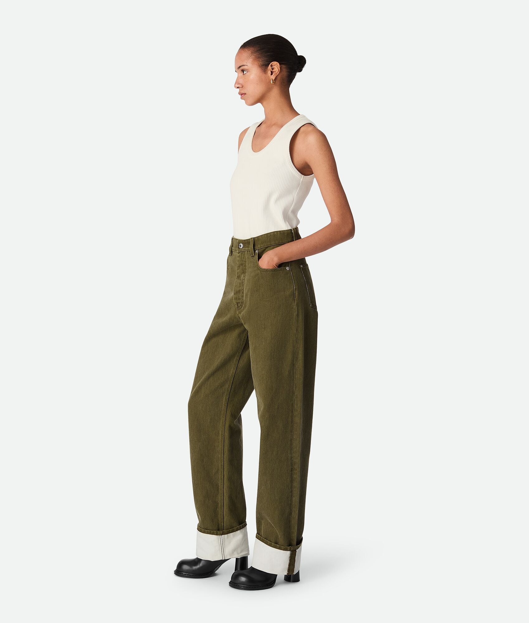 Colored Turned Up Jeans - 2