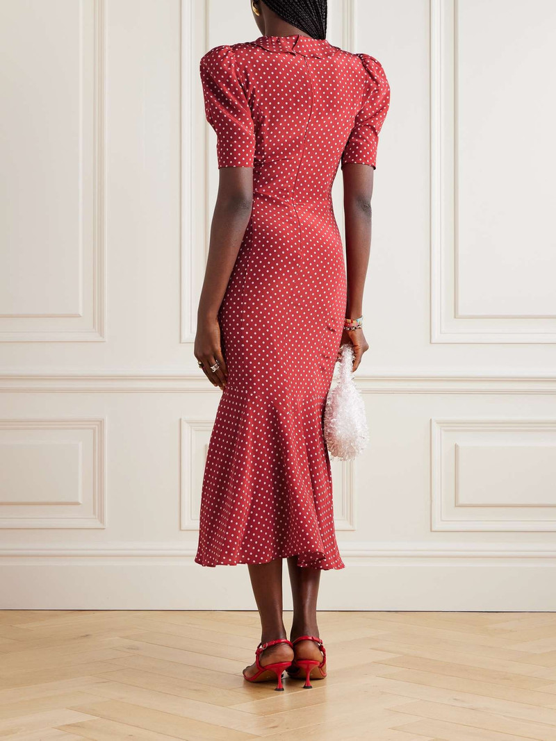 Bow-embellished polka-dot silk-satin midi dress 3