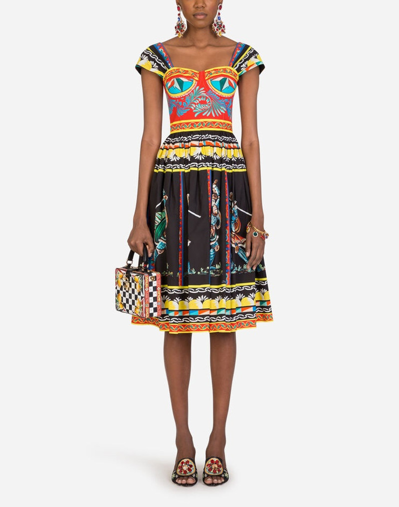 Bustier midi dress in Carretto-print poplin 5