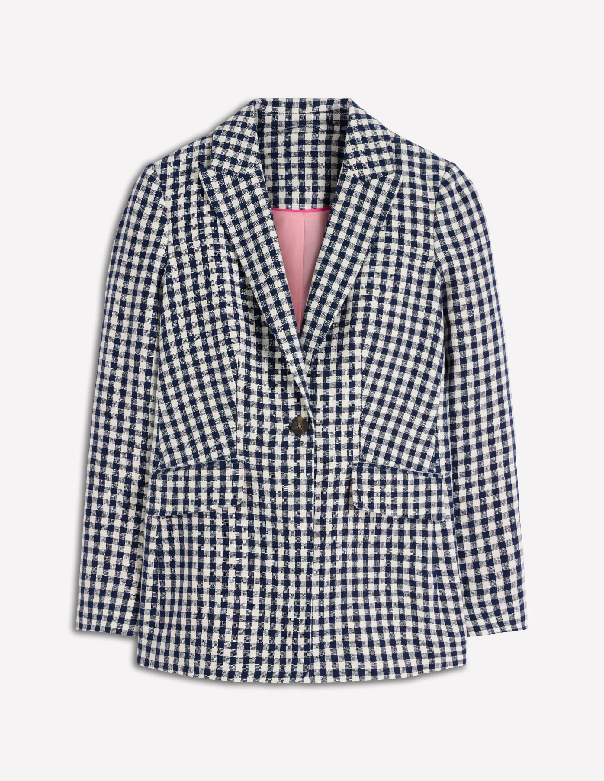 Woodbridge Linen Blazer-Navy, Ivory Gingham - 1