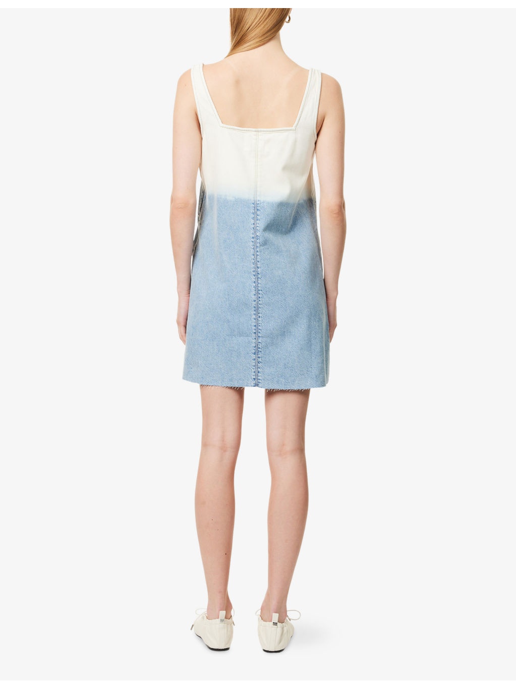 Jayde Square-Neck Denim-Blend Mini Dress - 4