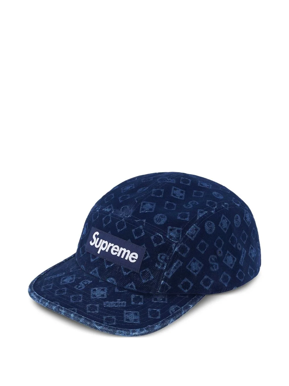 flocked denim "Blue" camp cap - 1