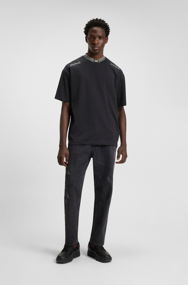 HUGO HUGO X RB COTTON T-SHIRT WITH TIPPING AND LOGOS outlook