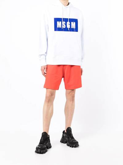 MSGM logo-print cotton hoodie outlook