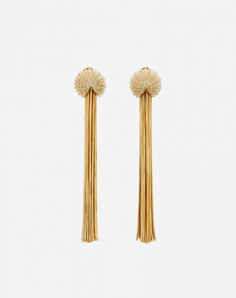 CHAIN TASSEL ARPÈGE EARRINGS WITH RHINESTONES - 1