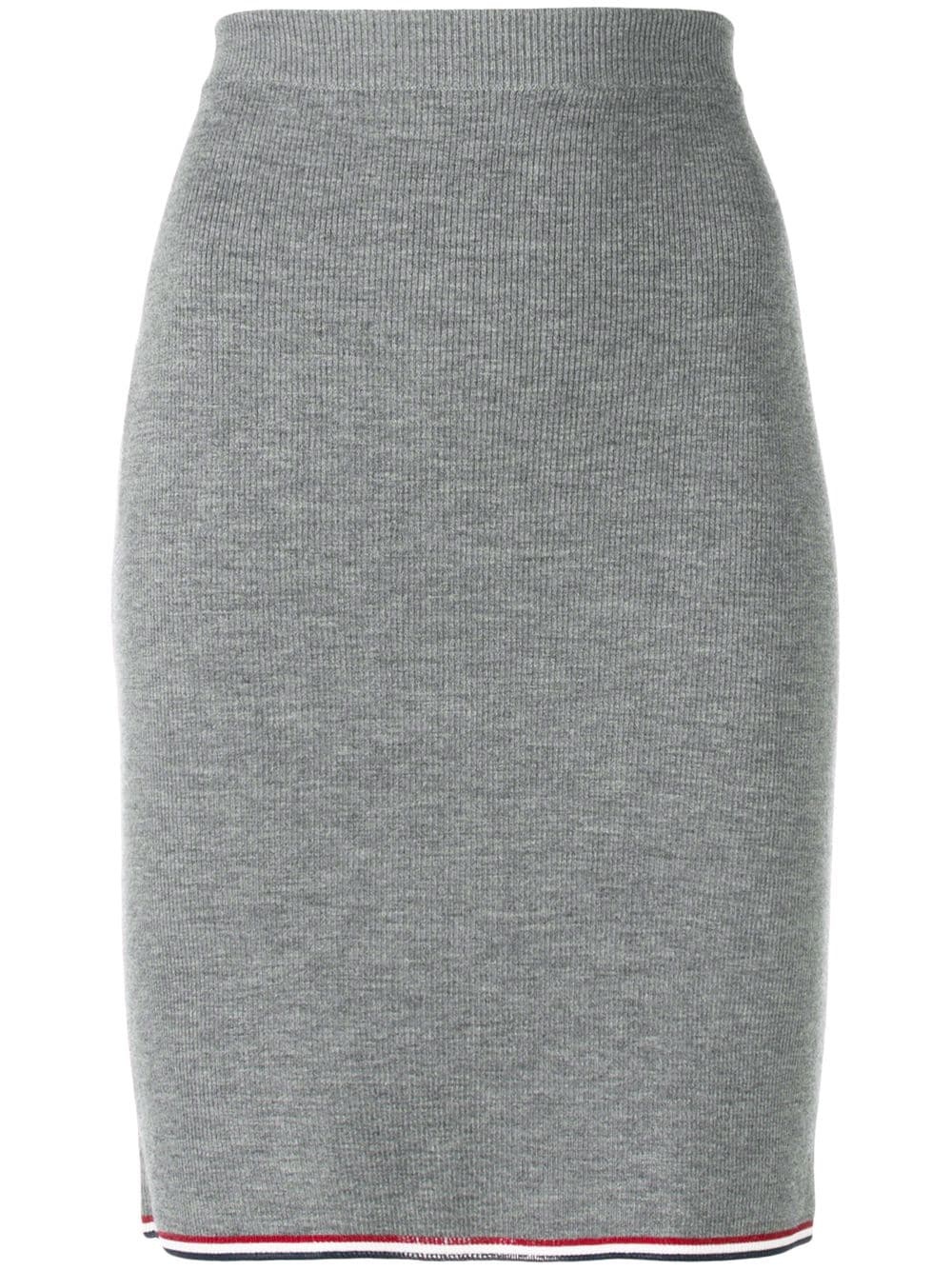 RWB-trim ribbed pencil skirt - 1