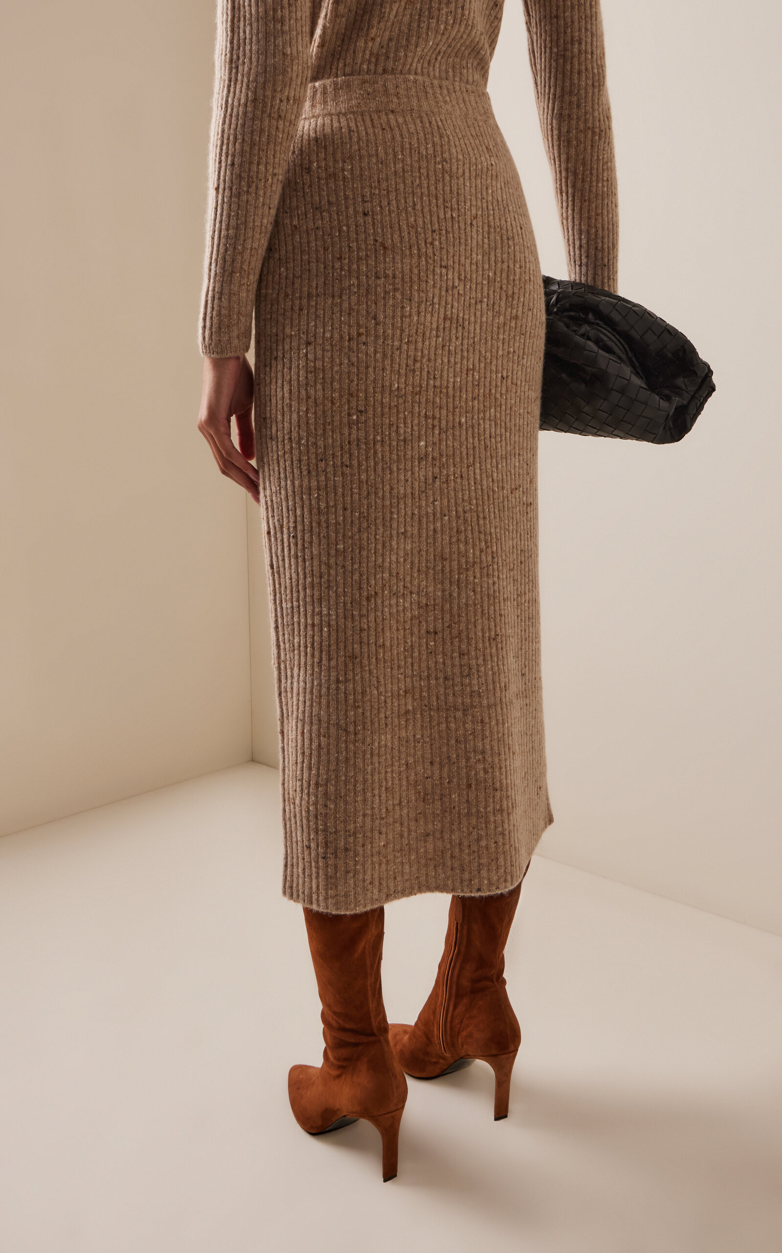 Midi Knit Wool-Cashmere Skirt taupe - 4