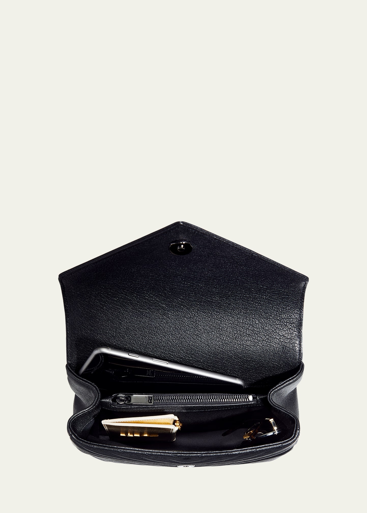 College Medium Monogram YSL V-Flap Crossbody Bag - Black Hardware - 5