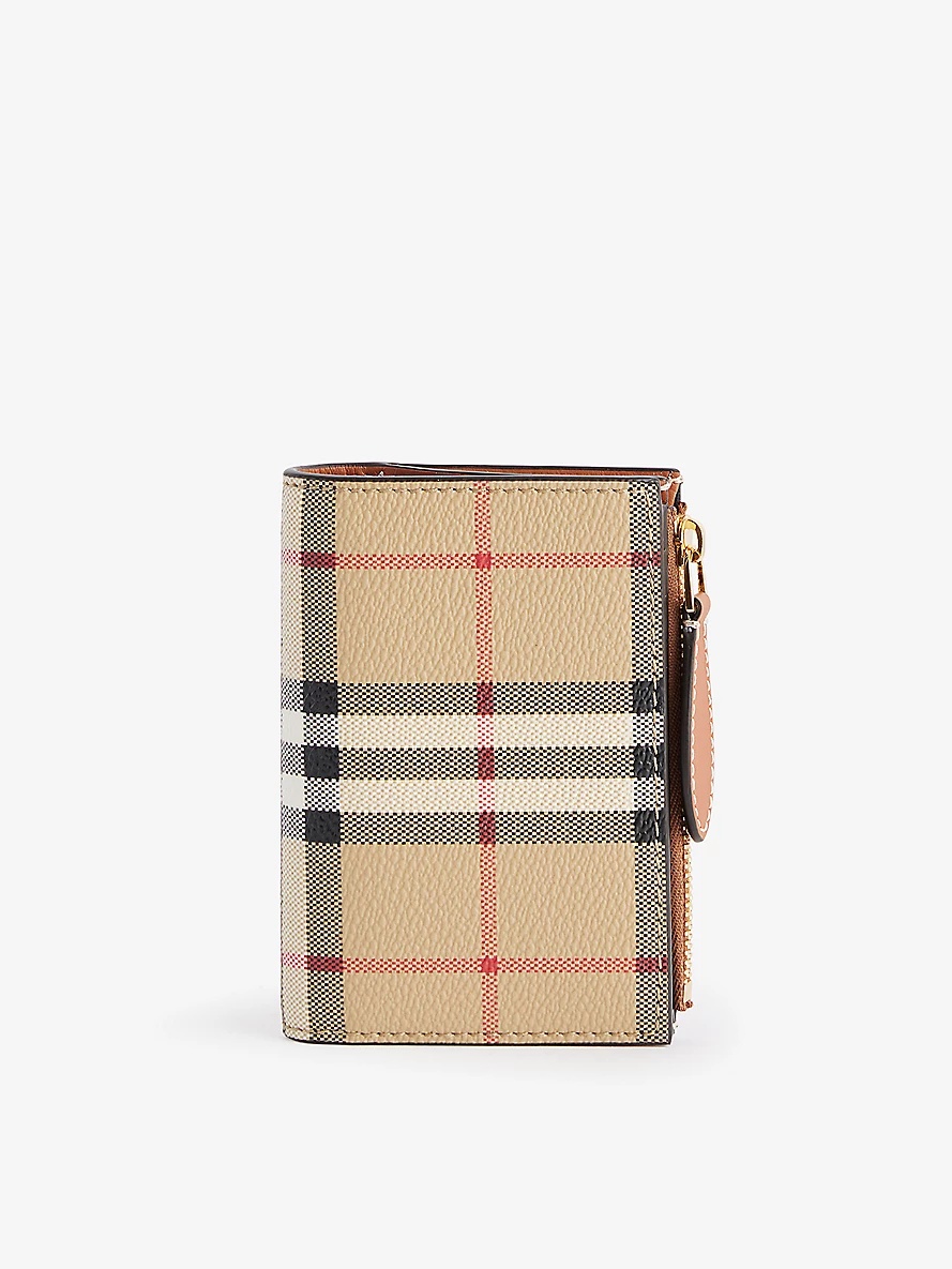 Checked bifold faux-leather wallet - 1