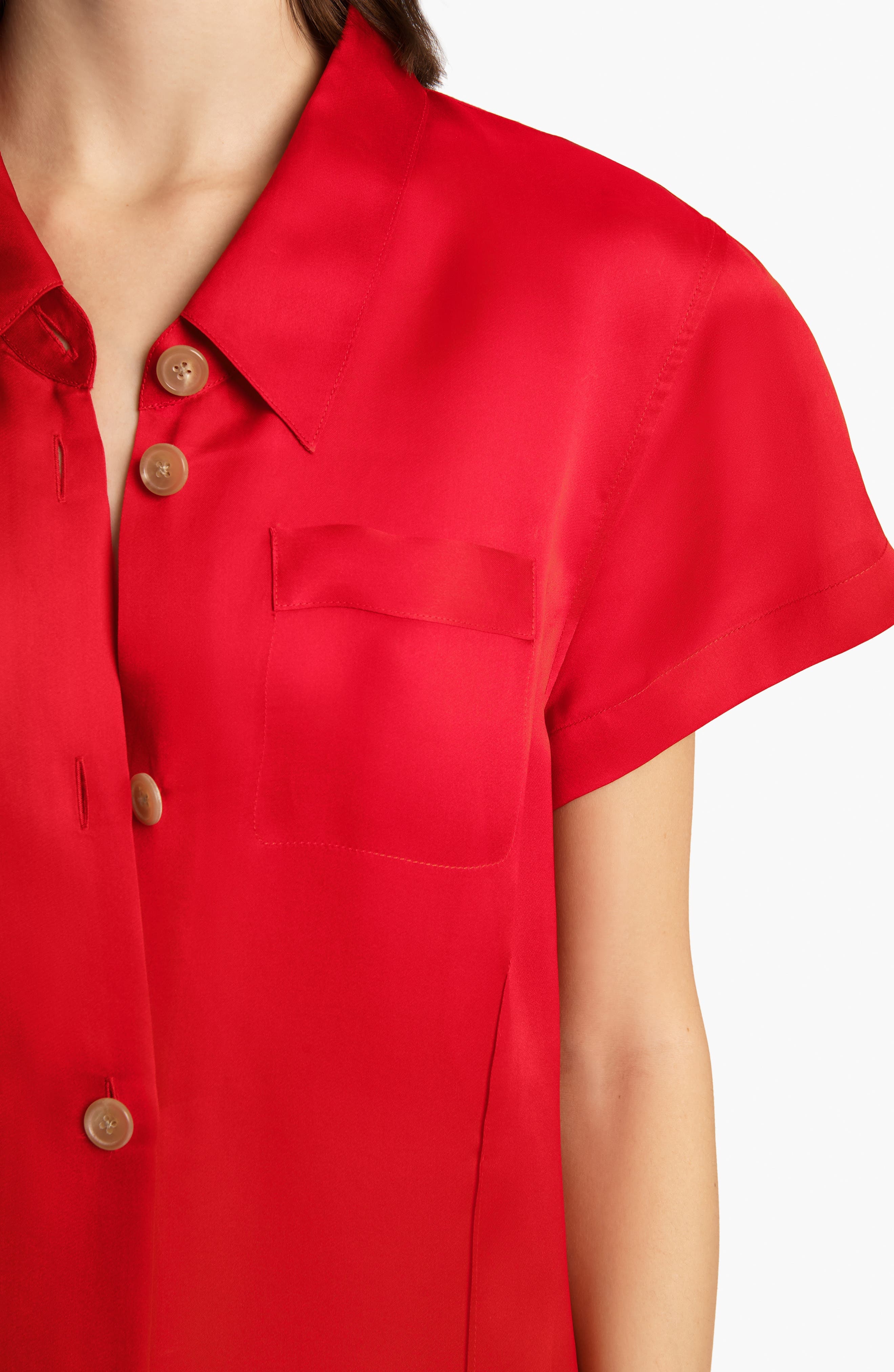 Khaite Effy Organza Shirtdress in Raspberry at Nordstrom - 4