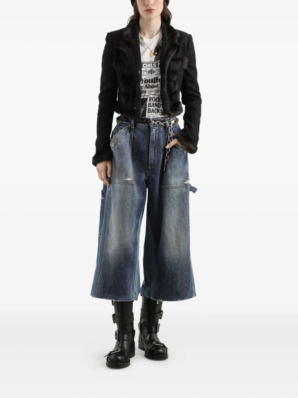 CROP DENIM TROUSERS - 2