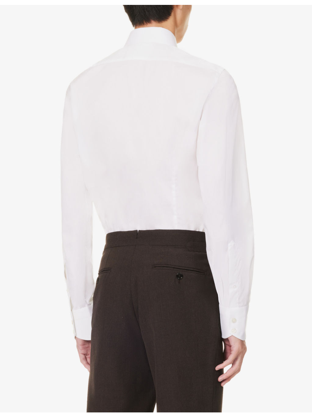 Straight-yoke spread-collar slim-fit cotton-poplin shirt - 4