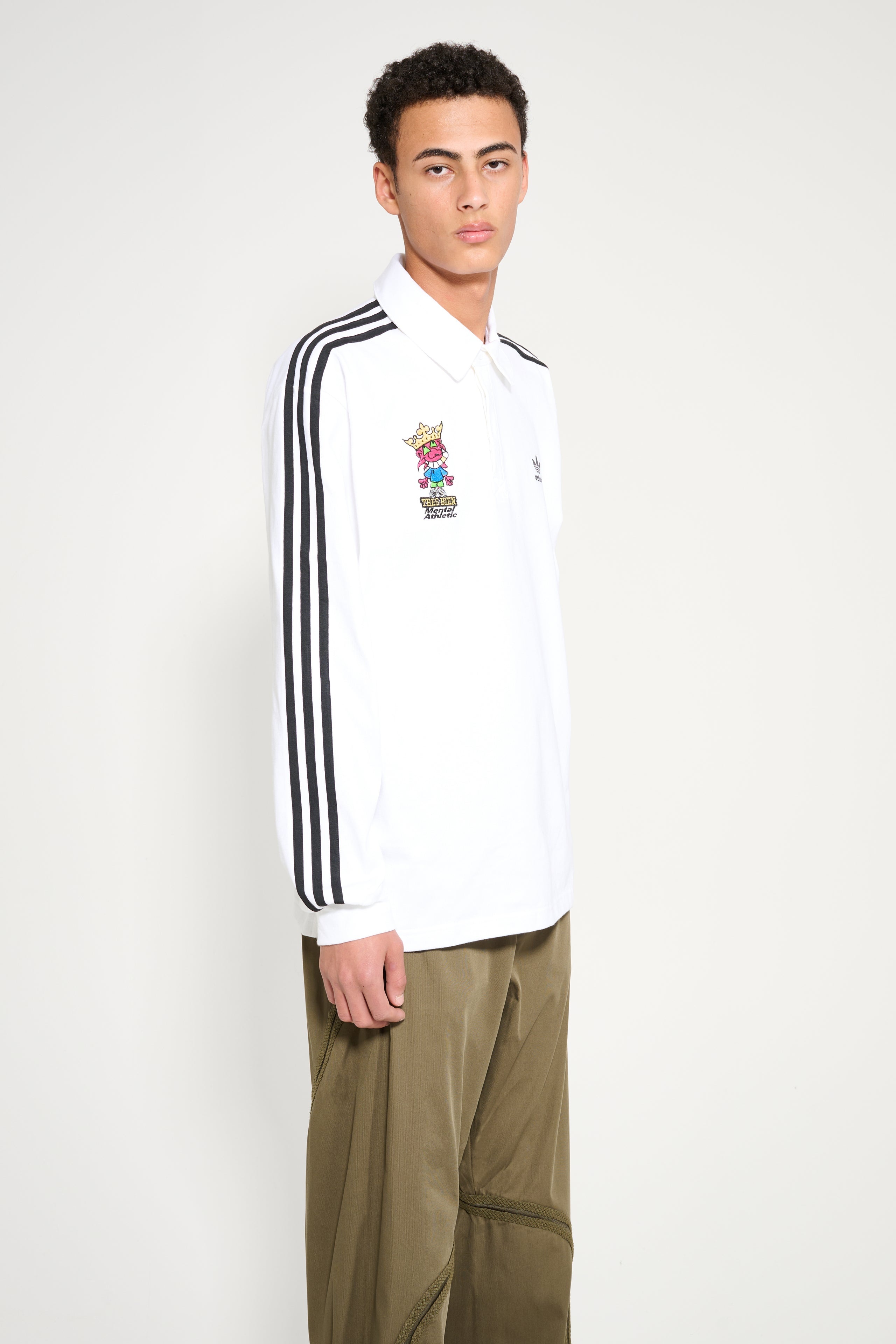 ADIDAS X TRÈS BIEN X MENTAL ATHLETIC ADICOLOR RUGBY POLO SHIRT WHITE - 5
