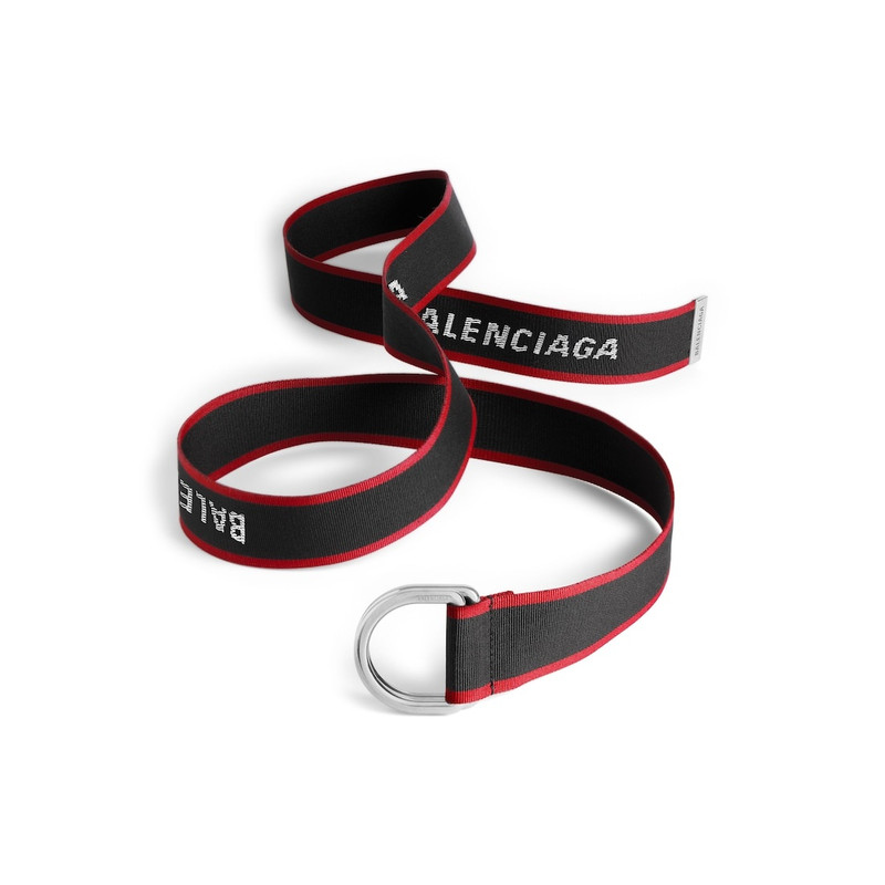 BALENCIAGA Men's D Ring Belt in Black/red outlook