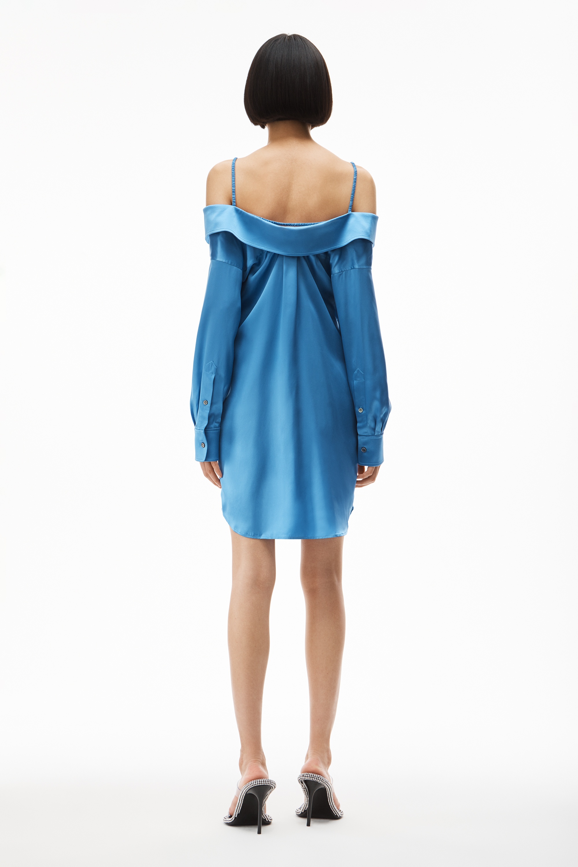 OFF-SHOULDER DRESS IN SILK CHARMEUSE - 5