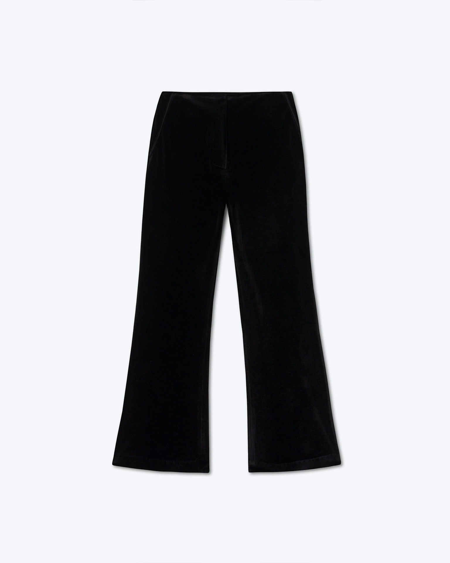 BEATA - Stretch velvet trousers - Black - 1