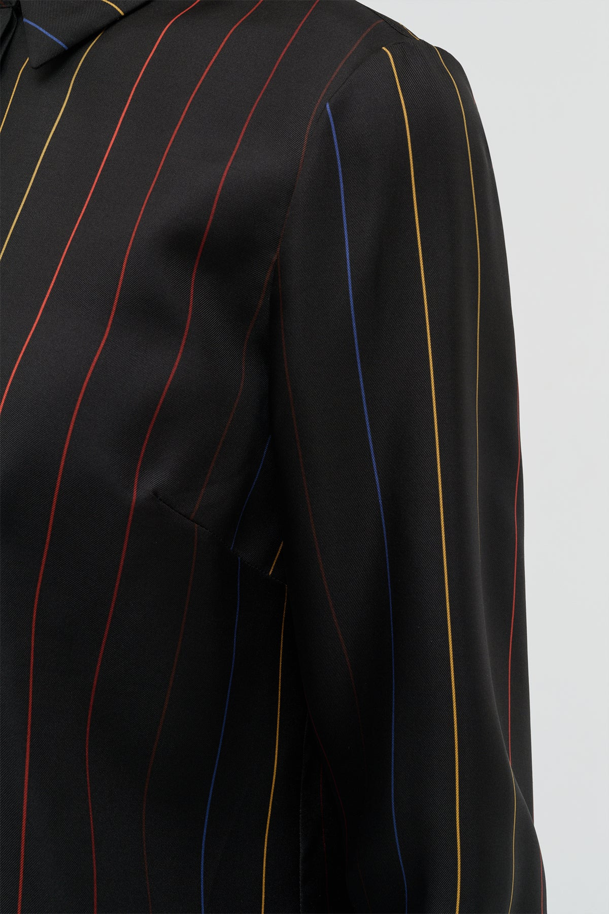 Henri Blouse in Charcoal Multi Pinstripe Silk Twill - 7