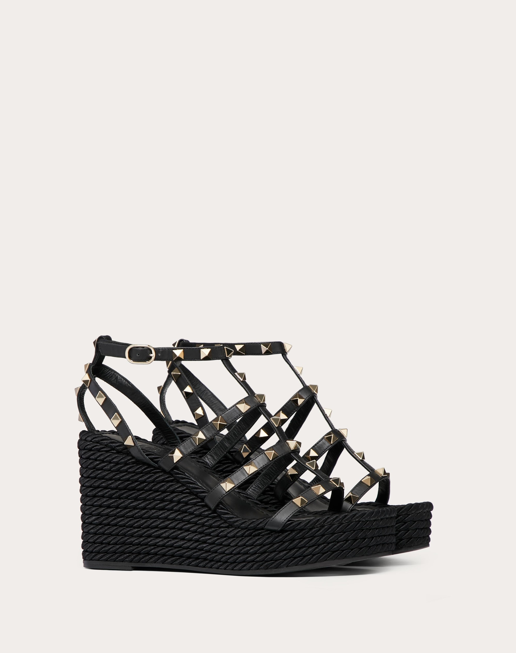 ROCKSTUD ANKLE STRAP WEDGE SANDAL IN CALFSKIN LEATHER 95 MM - 2