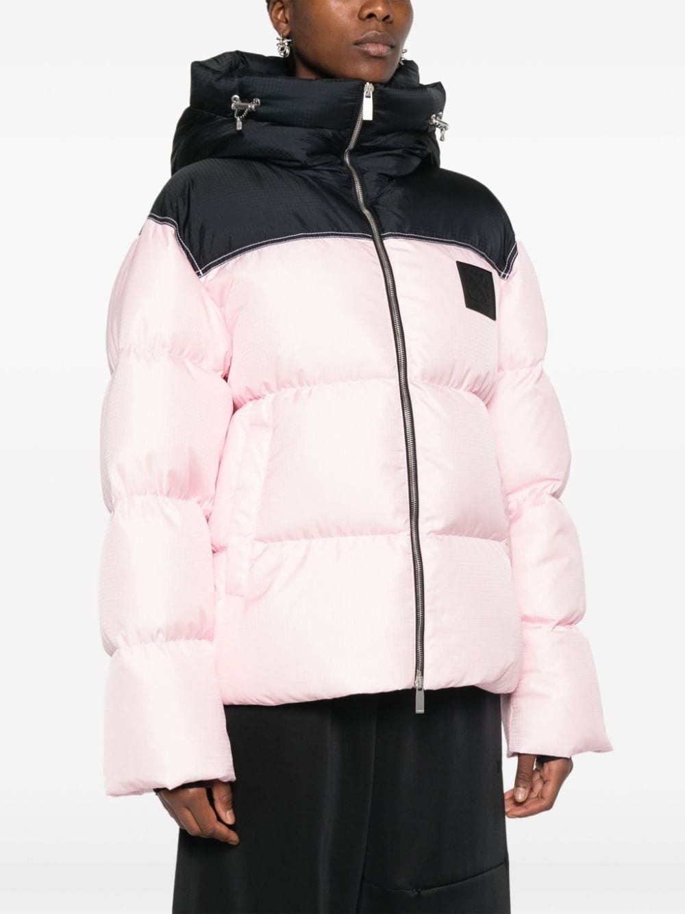 logo-appliqué puffer jacket - 3