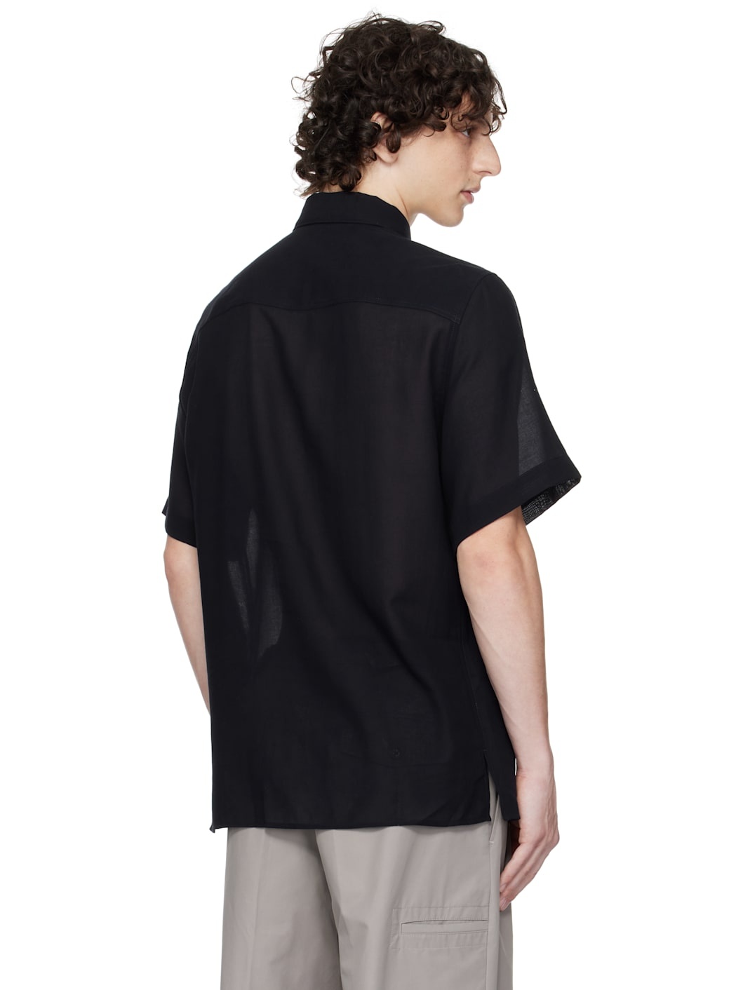 Navy Cotton Short Sleeve Shirt - 3