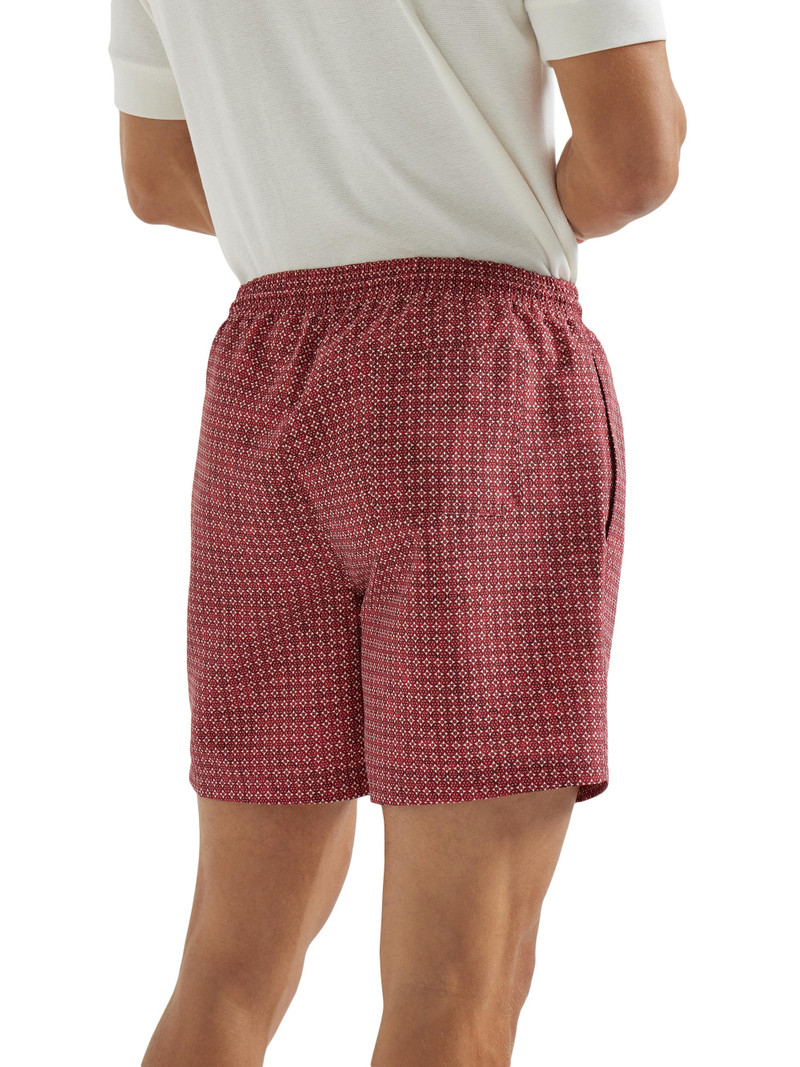 Men's Flower Print Nylon Swim Shorts - Cherry 3
