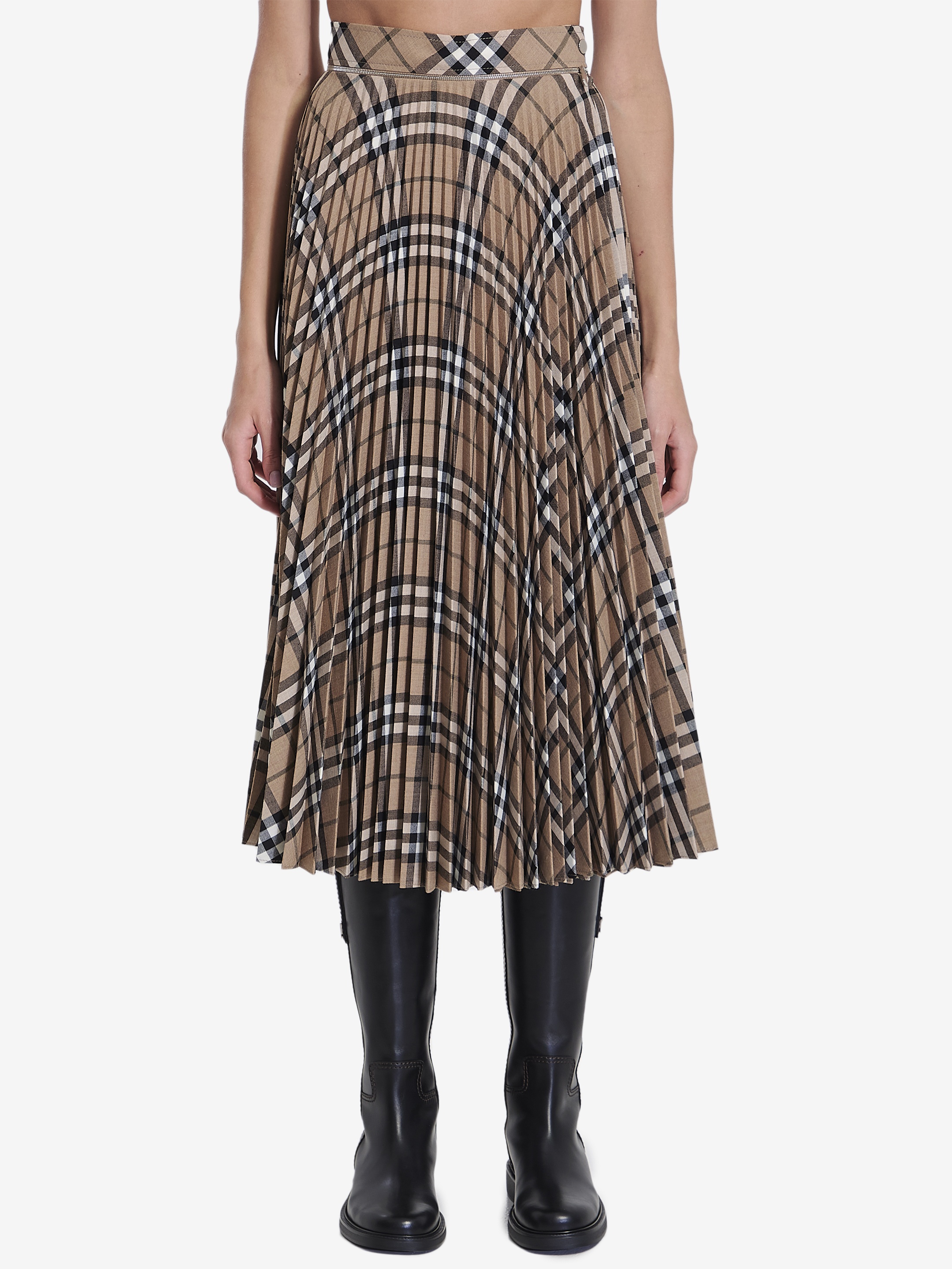 スカート Burberry check pleated skirt Check Cotton Skirt in Sand | Burberry® Official