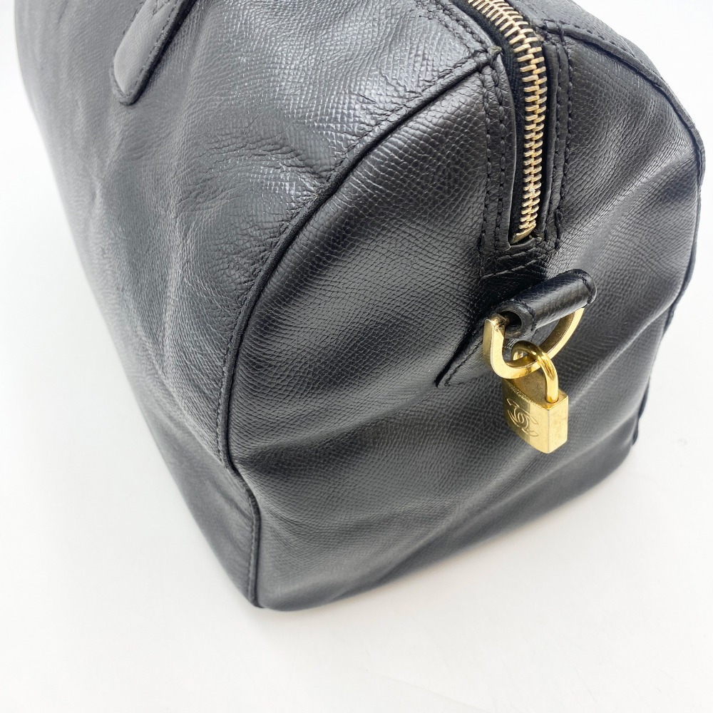 Chanel No. 5 Black Leather Duffel Bag - 11