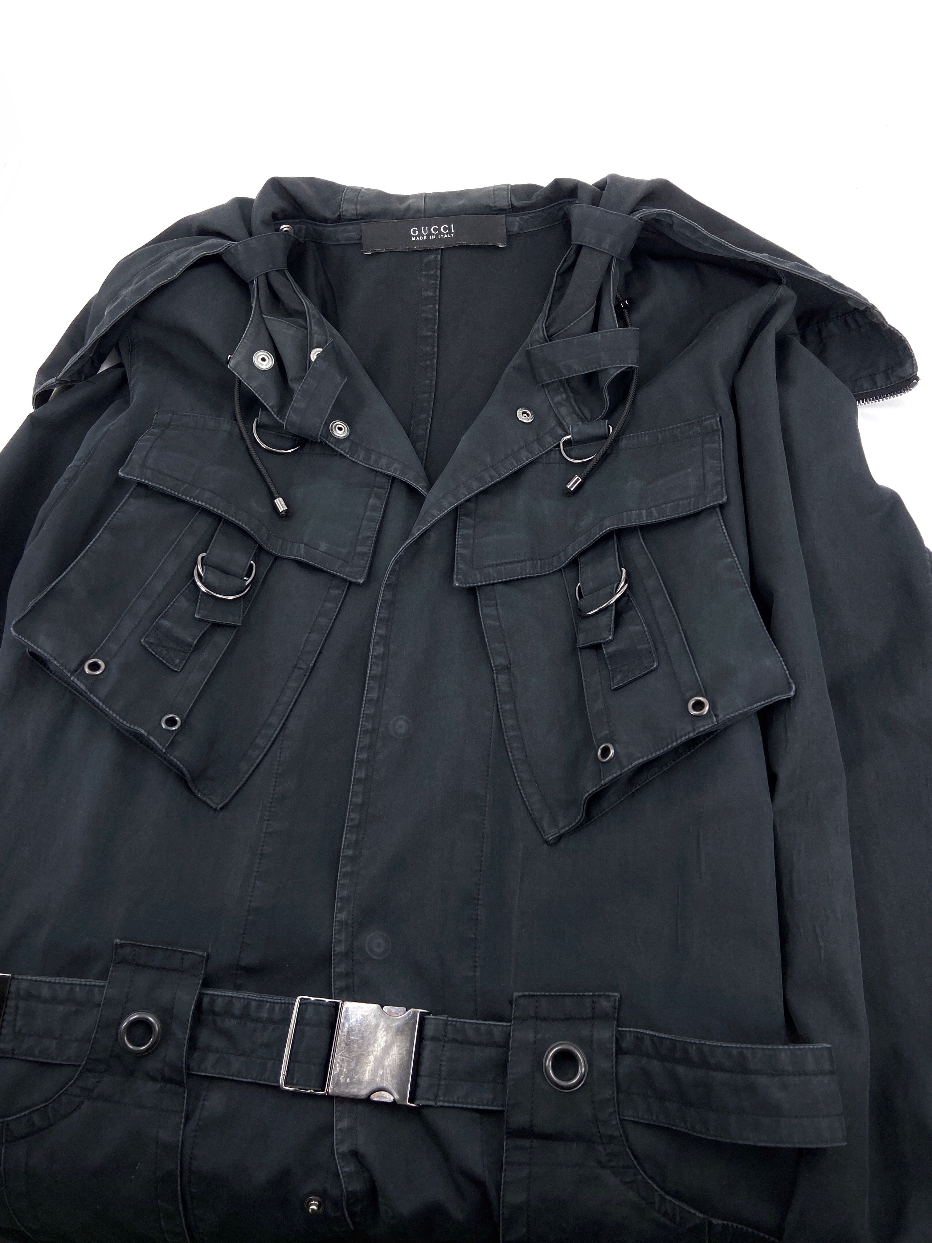 Gucci Spring 2002 Tom Ford Men’s Technical Military N-2B Navy Parka Coat Jacket 48 - 12