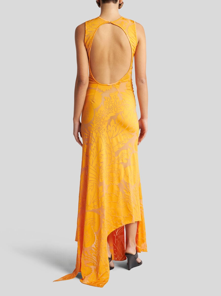 BURNOUT STRETCH JERSEY DRESS WITH CUT-OUT - 4
