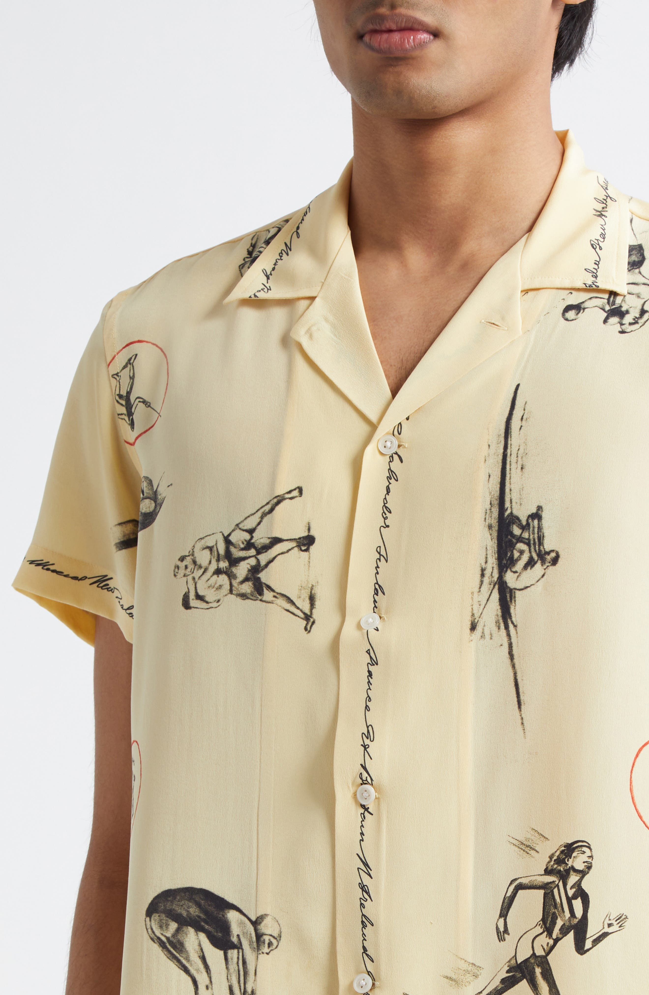 Bode Games Silk Camp Shirt in Yellow at Nordstrom - 4