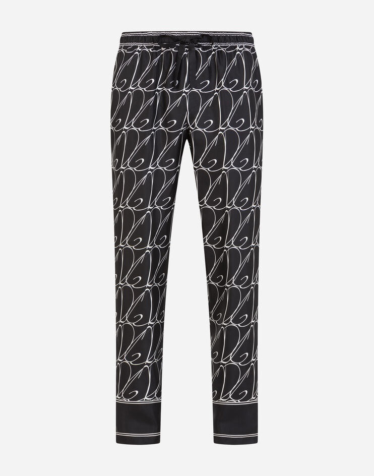 Silk pajama pants with all-over DG print - 3